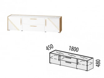 ТВ тумба Монако 606.03 Дуб Вотан / Белый шпон/ Альпийский белый