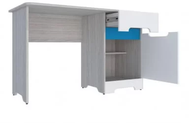 Детский стол Палермо-3 Юниор Белый глянец Ясень шимо светлый Синий