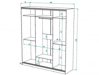 Шкаф-купе 3-х дверный Виктория 2000х584х2300, Ясень шимо светлый 20ДЗЗЗДЗЗЗДЗЗЗ-ЯЯПП-Яшс 310-3325