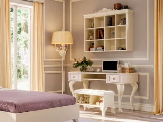 Комплект мебели для детской Маркиза №3 Алебастр Шампань