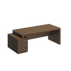 Стол руководителя левый на опорной тумбе малой VELAR ВЛ 148 ДТ Дуб табачный