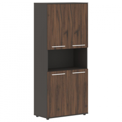 Шкаф с двумя комплектами глухих малых дверей EDIS EHCS 85.4 Дуб Денвер темный Белый Мокко