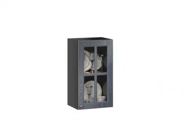 Шкаф кухонный 400 со стеклом Тип 2 Мокка ЛД 274.320.000.149 Черный Дуб фактурный антрацит