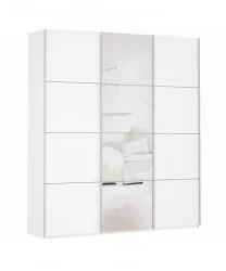 Белый шкаф-купе с зеркалом Прайм 1800 ДСП/Зеркало/ДСП Белый снег