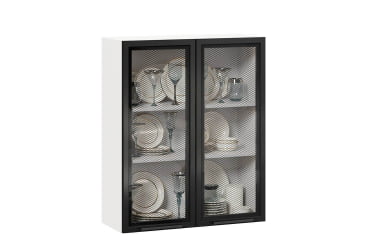 Шкаф кухонный 800 высокий со стеклом Герда ЛД 279.460.000.052 Белый/Черный/Антрацит