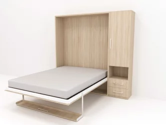 Кровать-трансформер Смарт 1 со шкафом 1400 правый Дуб молочный