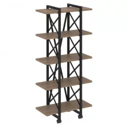 Стеллаж на колесных опорах - 5 полок LOFT VR.L-MST.K-5.4V Металл черный Дуб Аризона