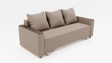 Диван Квадро-2 ПБ (ЗР) Цвет фасада: Светло коричневый; Тип: Прямой; Материал фасада: Металл/Велюр