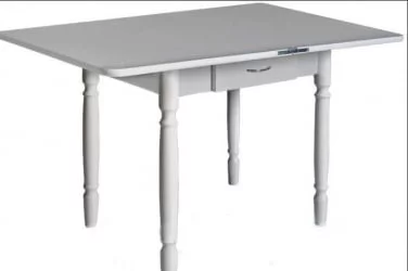 Стол обеденный Ломберный с ящ 1 кат 2935 паут.лаз. Ноги белые ЛДСП белый