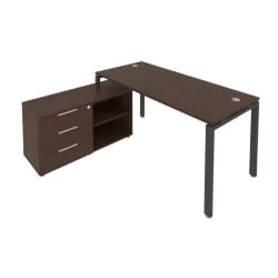 Рабочая станция на П-образном м/к с опорной тумбой левая Metal System Б.РС-СТС-2.4 Л Венге/Антрацит