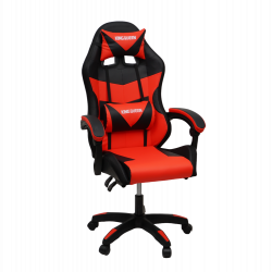 Кресло 908 KINGQUEEN цвет черный/красный с массажем и подсветкой 908-black-red-mass