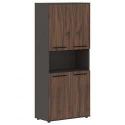 Шкаф с двумя комплектами глухих малых дверей ЕДИС ЕХCС 85.4 Дуб Денвер темный Черный Мокко / EDIS EHCS