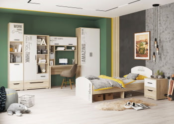 Детская кровать Джуниор, дуб сонома/ белый