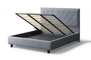 Кровать СОФИЯ 2000*1400мм (на опорах), велюр NEO 25 (серый), (б/основания, б/матраса)