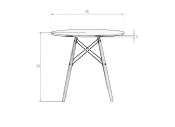 Стол обеденный DOBRIN CHELSEA 80 BLACK (столешница белая, основание черное)