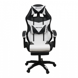 Кресло 908 KINGQUEEN цвет черный/белый с массажем и подсветкой 908-black-white-mass