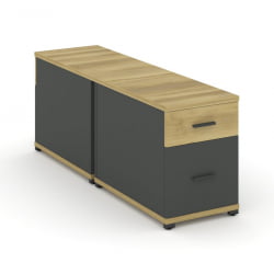 Тумба двухсторонняя опорная приставная с ящиком и распашным фасадом CОНCЕПТ CН.ДТГО-004 Б/В Дуб Винченцо Антрацит / CONCEPT CN.DTGO-004 B/W