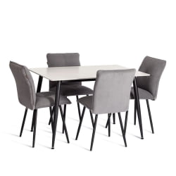 Стол обеденный Austen/Остин столешница керамика (матовая) /опоры металл, белый/черный, 120х80х75см