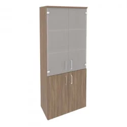 Шкаф высокий широкий (2 низких фасада ЛДСП + 2 средних фасада стекло) ONIX O.ST-1.2 Дуб Аризона