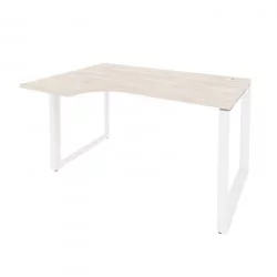 Стол эргономичный левый на О-образном м/к ОНИКС О.МО-СА-2Л Денвер Светлый/Белый / ONIX O.MO-SA-2L
