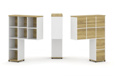 Надставка на стол высокая односторонняя + задняя стенка (8 шт.) CONCEPT CN.ONV-001 Дуб Винченцо Белый бриллиант Черный металл