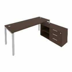 Рабочая станция на П-образном м/к с опорной тумбой правая Metal System Б.РС-СТС-2.5 Пр Венге/Серый