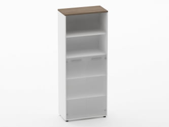 Шкаф 4 широкий 2 полки открытые и 2 стеклянные двери Deka 10.19.161 Дуб Верцаска/Белый