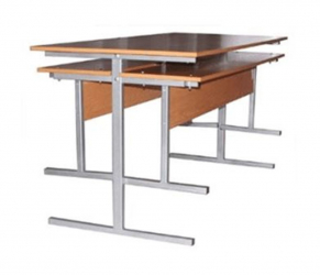 Стол обеденный универсальный с подвесами для 2 скамеек 1500х700 мм ЛДСП Бук/Металл Светло-серый