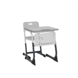 Парта одноместная регулируемая по высоте СМАРТЙ ПЛУС 600х500 с антивандальной  полиуретановой кромкой (рост 3-5) Антрацит/Белый/Серый / SMARTY PLUS