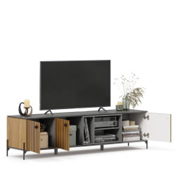 Тумба ТВ 1800 Элиот ЛД 414.020.000 Оникс Серый/Орех фактурный