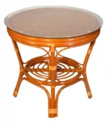 Стол Багама круглый с плетеной столешницей Bahama2 коньяк