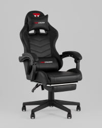 Кресло спортивное TopChairs Prophet с оттоманкой черный