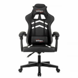 Геймерское кресло BRABIX Shooter GM-123, 2 подушки, экокожа, черное/белое