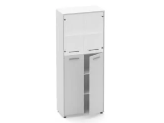 Шкаф 4 широкий верх стеклянные двери, низ закрытый Дека 10.19.191 Белый / Deka