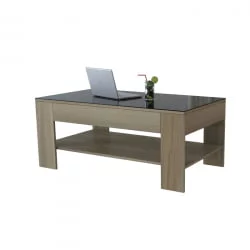 Кофейный столик BeautyStyle 26 Сонома/стекло черное