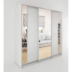 Шкаф-купе 3 двери с зеркалом Акцент-Вера ДР 2400х600 Выбеленное дерево