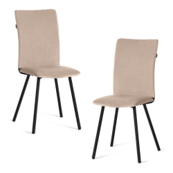Стул обеденный La Rousse (2 шт. в упаковке) NEW, велюр, бежевый/черный, 7, 45х55х93 см