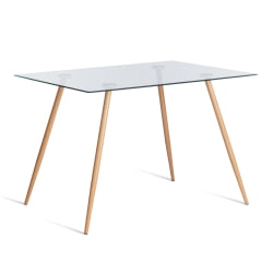 Обеденный стол SOPHIA (mod. 5003) металл/стекло (8мм), 110 х 80 х 75 см, бук/прозрачный