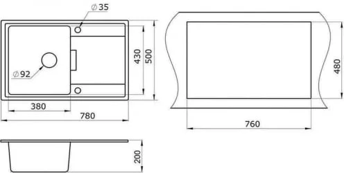 Кухонная мойка GRANULA 7804 Черный