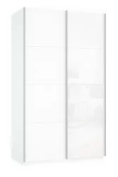 Шкаф-купе со стеклом Прайм 1600 ДСП/Белое стекло Белый снег