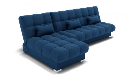 Диван Фиеста-2 угол левый/правый (ЗР) Цвет фасада: Синий; Тип: Левый/правый; Материал фасада: Металл/Велюр