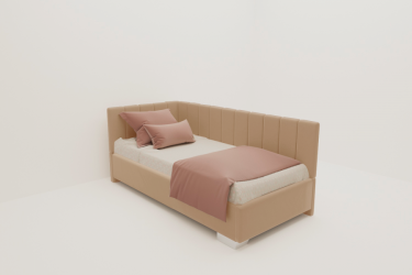 Детская кровать 190 90 ТЕРРА БЕЗ ОСНОВАНИЯ (BERHOUSE) Материал фасада: Металл/Велюр; Спальное место: 900х1900; Цвет: Бежевый