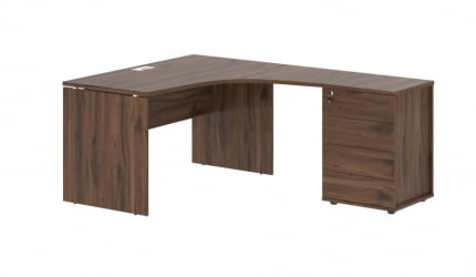 Стол эргономичный с тумбой правый EDIS EDCET 1518 R Дуб Денвер темный Белый