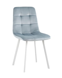 Комплект из двух стульев Chilly велюр серо-голубой ножки металл белые