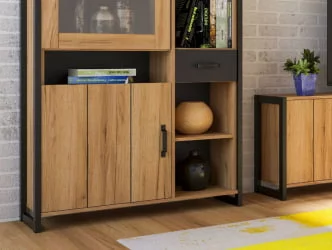 Гостиная Техно №1 Дуб золотой/Чёрный