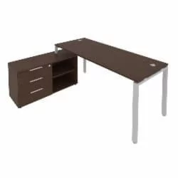 Рабочая станция на П-образном м/к с опорной тумбой левая Метал Сйстем БП.РС-СТС-2.5 Л Венге/Серый / Metal System