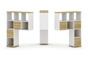 Надставка на стол высокая двухсторонняя + задняя стенка (5 шт.) CОНCЕПТ CН.ДНВ-003 Дуб Винченцо Белый бриллиант Белый металл / CONCEPT CN.DNV-003