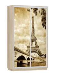 Шкаф-купе со стеклом Экспресс Дуо 1200х2400h Париж/Ясень шимо светлый