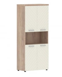 Шкаф с 2-мя комплектами глухих малых дверей и топом Torr LUX TLHC 85.4 Дуб Каньон Латте