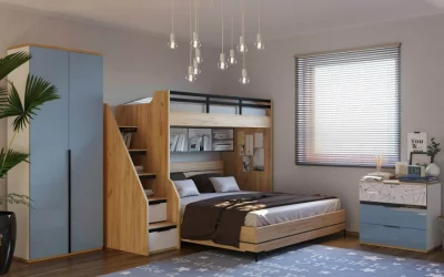 Кровать-чердак правая Урбан ЛД 528.170.000 Дуб Золотой/Белый